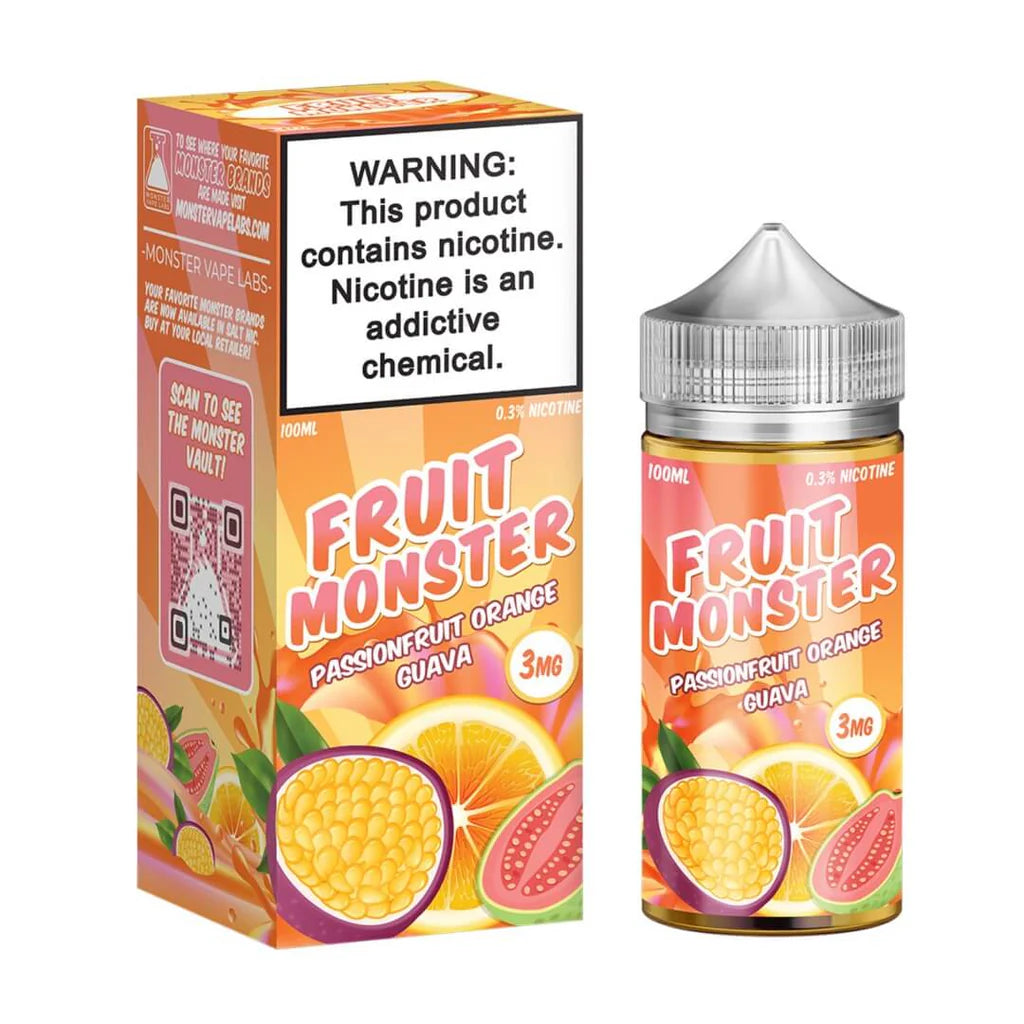 $1 FRUIT MONSTER 100ML PASSIONFRUIT ORANGE GUAVA E-JUICE